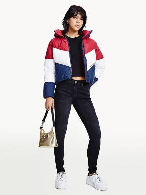 Tommy Hilfiger Essential Down Chevron Puffer Ženske Jakne Rdeča | TH805RVS