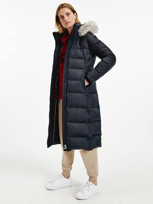 Tommy Hilfiger Essential Down-Filled Maxi Coat Ženske Jakne Črna | TH687JPG