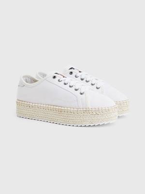 Tommy Hilfiger Essential Lace-Up Flatform Espadrilles Ženske Loafers Bela | TH196QLS