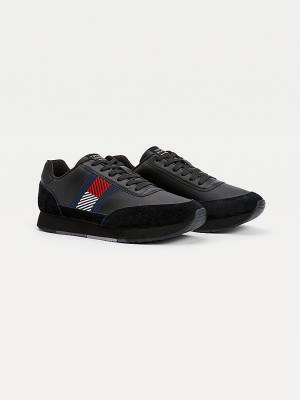 Tommy Hilfiger Essential Leather Flag Runner Moški Superge Črna | TH792TWH