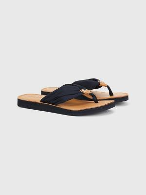 Tommy Hilfiger Essential Leather Footbed Flip-Flops Ženske Sandali Modra | TH824BCZ