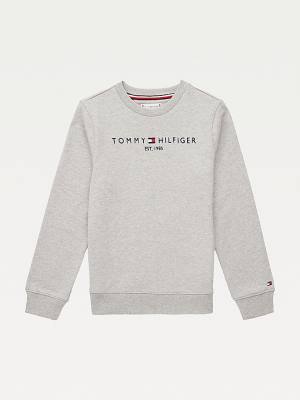 Tommy Hilfiger Essential Logo Fantje Pulover Siva | TH519KJR