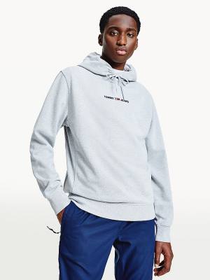 Tommy Hilfiger Essential Logo Moški Pulover s kapuco Siva | TH348KJR