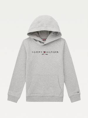 Tommy Hilfiger Essential Logo Organic Cotton Dekleta Pulover s kapuco Siva | TH403RKN