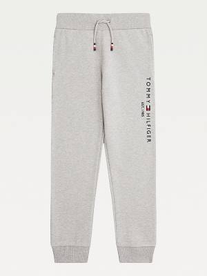 Tommy Hilfiger Essential Organic Cotton Logo Joggers Fantje Hlače Siva | TH179JSN