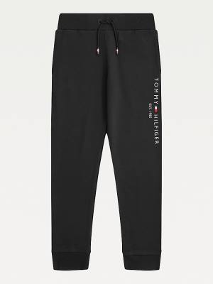 Tommy Hilfiger Essential Organic Cotton Logo Joggers Fantje Hlače Črna | TH409NVU