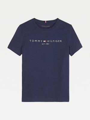 Tommy Hilfiger Essential Organic Cotton Logo Dekleta Majice Modra | TH682VLD