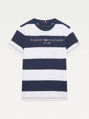 Tommy Hilfiger Essential Organic Cotton Stripe Fantje Majice Modra | TH835NXT