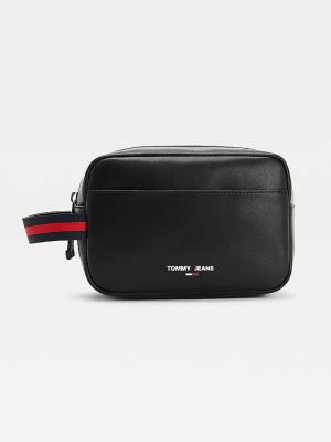 Tommy Hilfiger Essential Recycled Leather Washbag Moški Torbice Črna | TH706PBS