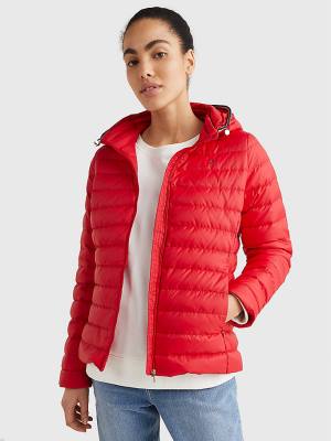 Tommy Hilfiger Essential Removable Hood Down Ženske Jakne Rdeča | TH714DXT