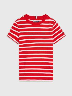 Tommy Hilfiger Essential Stripe Fantje Majice Rdeča | TH034SLB