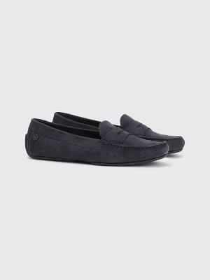 Tommy Hilfiger Essential Suede Moccasins Ženske Loafers Modra | TH832CNW