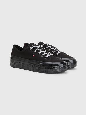 Tommy Hilfiger Essential Vulcanised Flatform Ženske Superge Črna | TH056USO