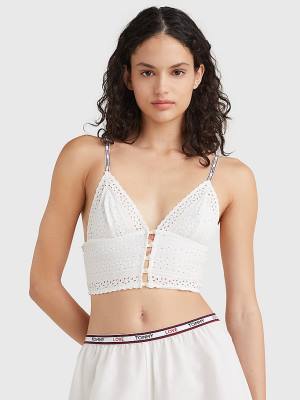 Tommy Hilfiger Eyelet Lace Longline Bra Ženske Spodnje Perilo Bela | TH402CKO