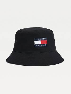 Tommy Hilfiger Flag Patch Bucket Ženske Kapa Črna | TH067RYQ