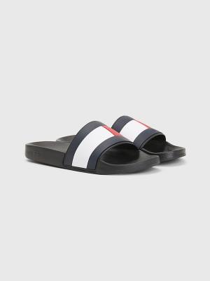 Tommy Hilfiger Flag Pool Slides Moški Sandali Črna | TH461BUZ