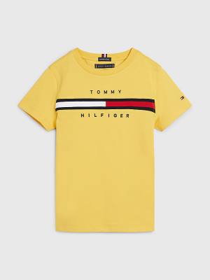 Tommy Hilfiger Flag Rib Insert Fantje Majice Rumena | TH786EVY