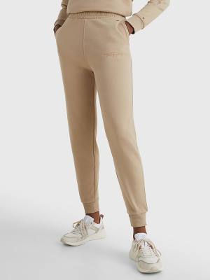 Tommy Hilfiger Fleece Cuffed Leg Joggers Ženske Hlače Bež | TH543EMB