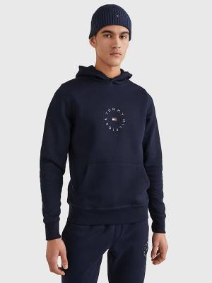 Tommy Hilfiger Flex Fleece Graphic Moški Pulover s kapuco Modra | TH980PNL