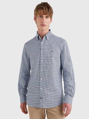 Tommy Hilfiger Gingham Check Organic Oxford Cotton Moški Srajce Modra | TH863RYM