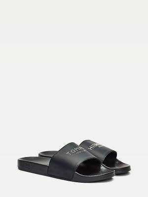 Tommy Hilfiger Glitter Logo Pool Slides Ženske Sandali Modra | TH836HXI