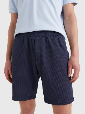 Tommy Hilfiger Harlem Relaxed Fit Seersucker Moški Kratke Hlače Modra | TH274ZOX