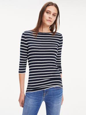 Tommy Hilfiger Heritage Boat Neck Ženske Majice Modra | TH872XBK