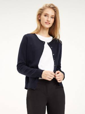 Tommy Hilfiger Heritage Button-Up Cardigan Ženske Puloverji Modra | TH948IRW