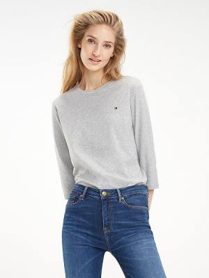 Tommy Hilfiger Heritage Three-Quarter Crew Neck Ženske Majice Siva | TH216WEF