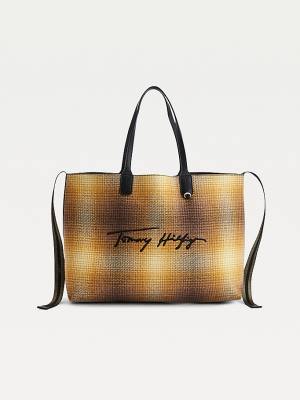 Tommy Hilfiger Iconic Shadow Check Tote Ženske Torbice Rumena | TH248RUL