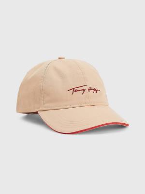 Tommy Hilfiger Iconic Signature Logo Cap Ženske Kapa Bež | TH067SQU