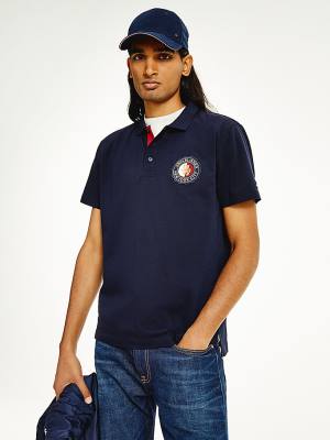 Tommy Hilfiger Icons Organic Cotton Regular Fit Moški Polo Majica Modra | TH694UYD