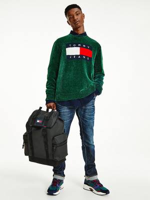 Tommy Hilfiger Intarsia Flag Relaxed Fit Jumper Moški Puloverji Zelena | TH698ZXP