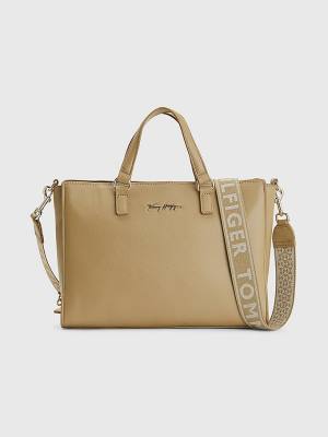 Tommy Hilfiger Joy Signature Satchel Ženske Torbice Rjav | TH157RYJ