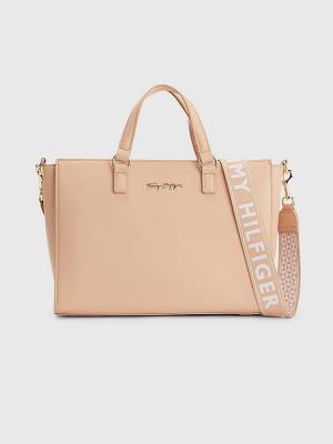 Tommy Hilfiger Joy Signature Satchel Ženske Torbice Bež | TH507KOR