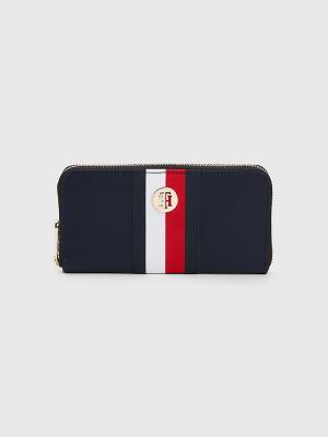 Tommy Hilfiger Large Zip-Around Signature Ženske Denarnice Modra | TH015UKO