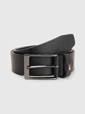 Tommy Hilfiger Layton Adjustable Leather Moški Pas Za Hlače Črna | TH758DUH