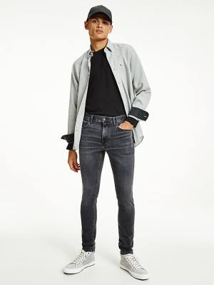 Tommy Hilfiger Layton Extra Slim Faded Black Moški Kavbojke Denim | TH076RHD