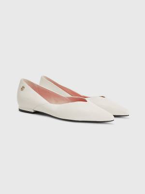 Tommy Hilfiger Leather Pointed Ženske Balerina Bež | TH184SVE