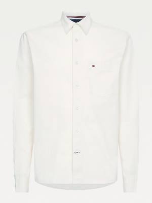 Tommy Hilfiger Lightweight Twill Regular Fit Overshirt Moški Srajce Bela | TH925YBT