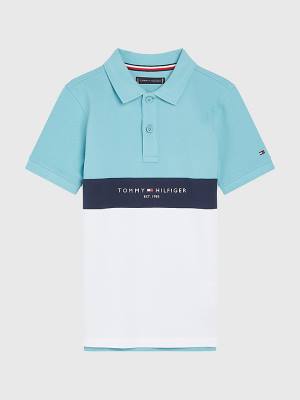 Tommy Hilfiger Logo Colour-Blocked Polo Fantje Majice Bela | TH203MBL