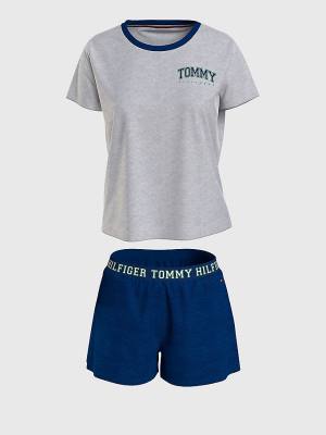 Tommy Hilfiger Logo Contrast Trim Short Set Ženske Pižama Bež | TH635NXH