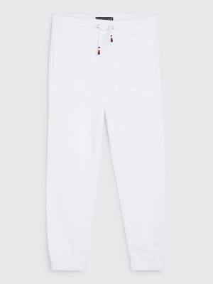 Tommy Hilfiger Logo Drawstring Joggers Fantje Hlače Bela | TH456MKP