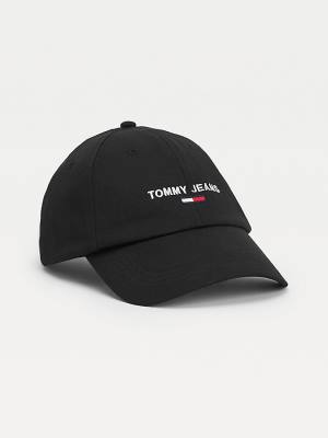 Tommy Hilfiger Logo Embroidery Cap Moški Kapa Črna | TH279HYM