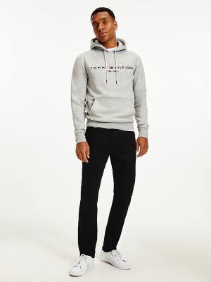 Tommy Hilfiger Logo Flex Fleece Moški Pulover s kapuco Siva | TH358JPD