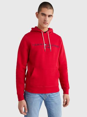 Tommy Hilfiger Logo Moški Pulover s kapuco Rdeča | TH506BWL