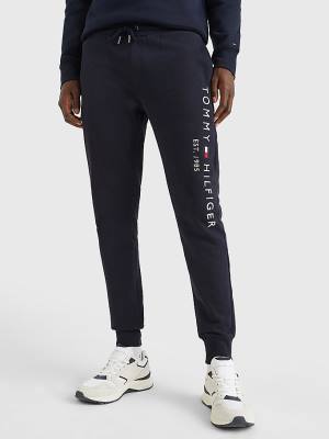 Tommy Hilfiger Logo Organic Cotton Joggers Moški Hlače Modra | TH124QHN