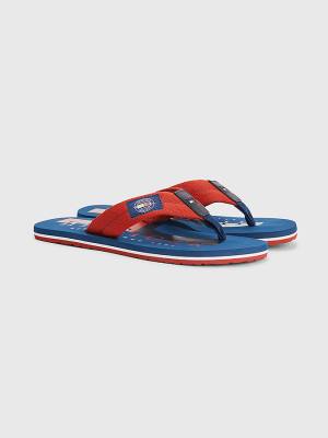 Tommy Hilfiger Logo Patch Flip-Flops Moški Sandali Rdeča | TH602JDY