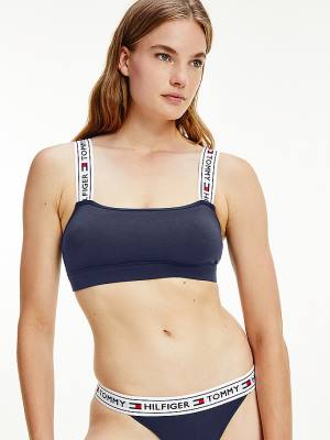 Tommy Hilfiger Logo Strap Bralette Ženske Spodnje Perilo Modra | TH039XSR