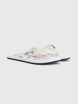 Tommy Hilfiger Logo Strap Flip Flops Ženske Sandali Bela | TH316LXO